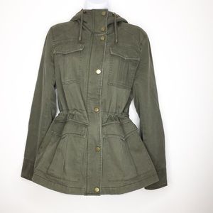 LUCKY BRAND Army Green Hooded Military Style Anorak Jacket Size Medium